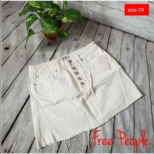 We The Free Worn White Denim A-Line Skirt Size 29